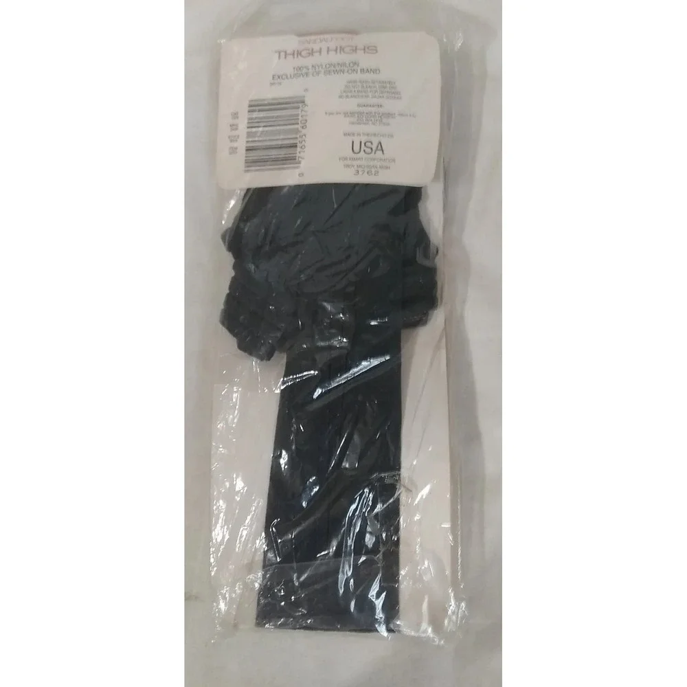 Thigh High Pantyhose Basic Editions Sandalfoot 1 Pair Off Black Shoe Sz 5-10 NOS